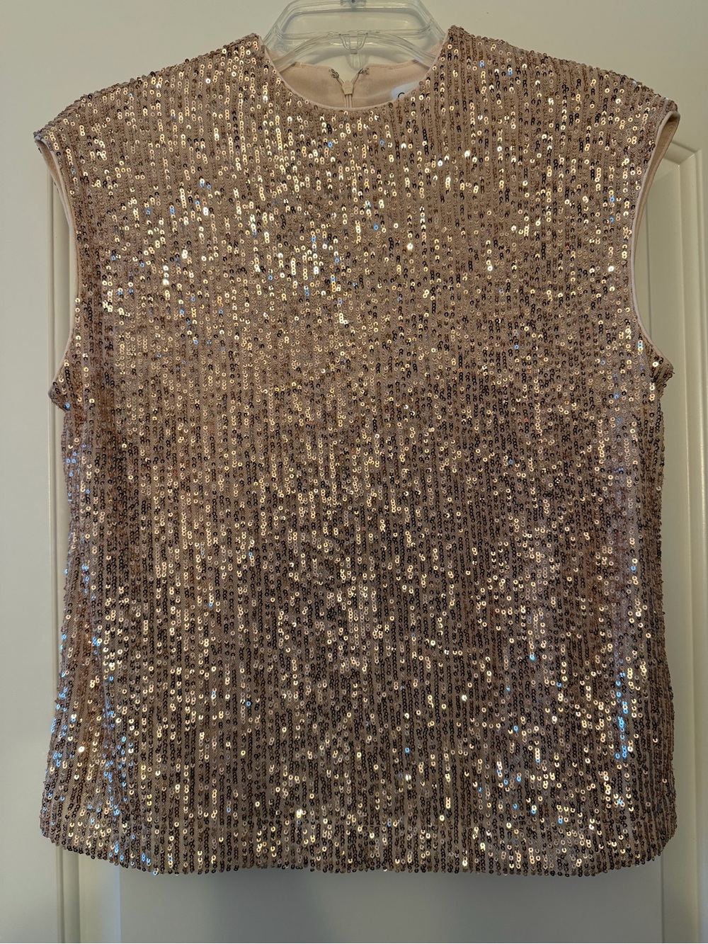 Calvin Klein Sleeveless Champagne Sequin Top